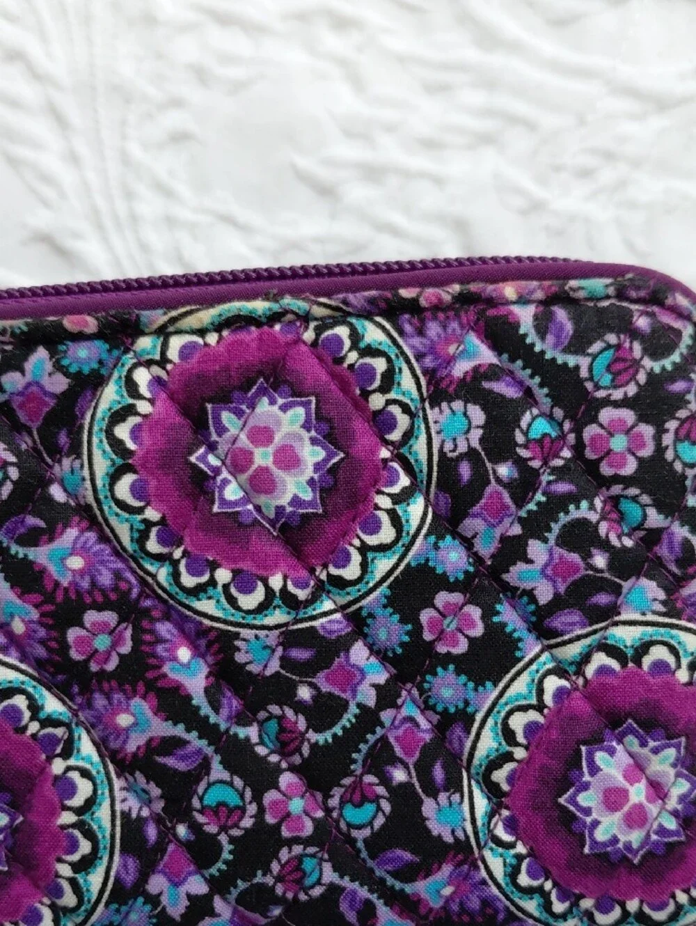 Vera Bradley Purple/Black And Lilac Wallet with Purple Teal Medallions - Picture 12 of 12